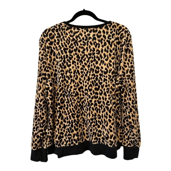 Kate Spade Velour Leopard Print Long Sleeves Lounge Top Women’s Size XL - Picture 2 of 13